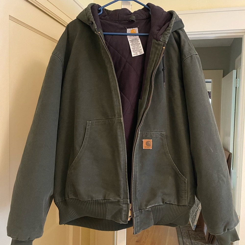 Carhartt Men's Hooded Jacket XXL 2XL - Grey and Black with Quilted Lining